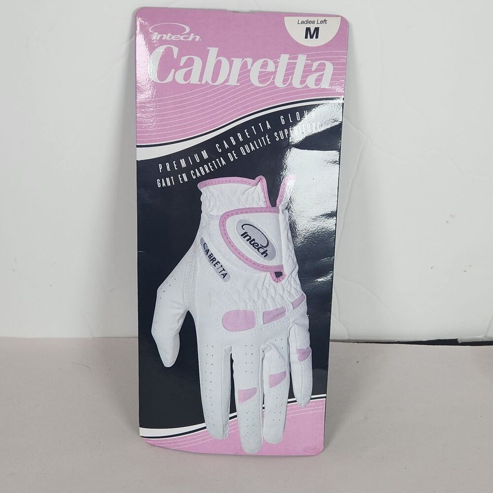 Cabretta Pink white intek Leather Golf Glove LEFT‎ Medium Long Womens sport
